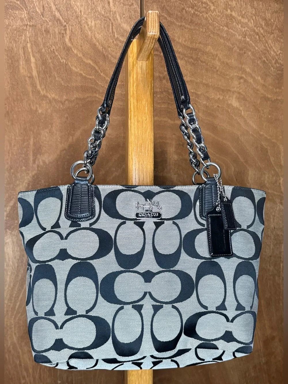 VTG Y2K Coach Chelsea Signature Black Canvas Shoulder Bag (18738)
